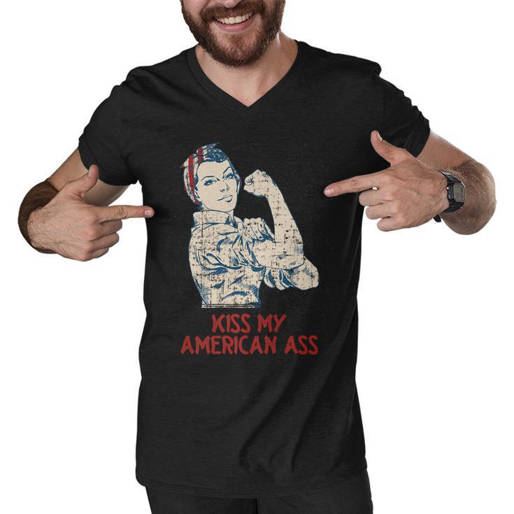 Kiss My American Ass 4Th Of July Dad Jokes Fourth Of July   Men V-Neck Tshirt