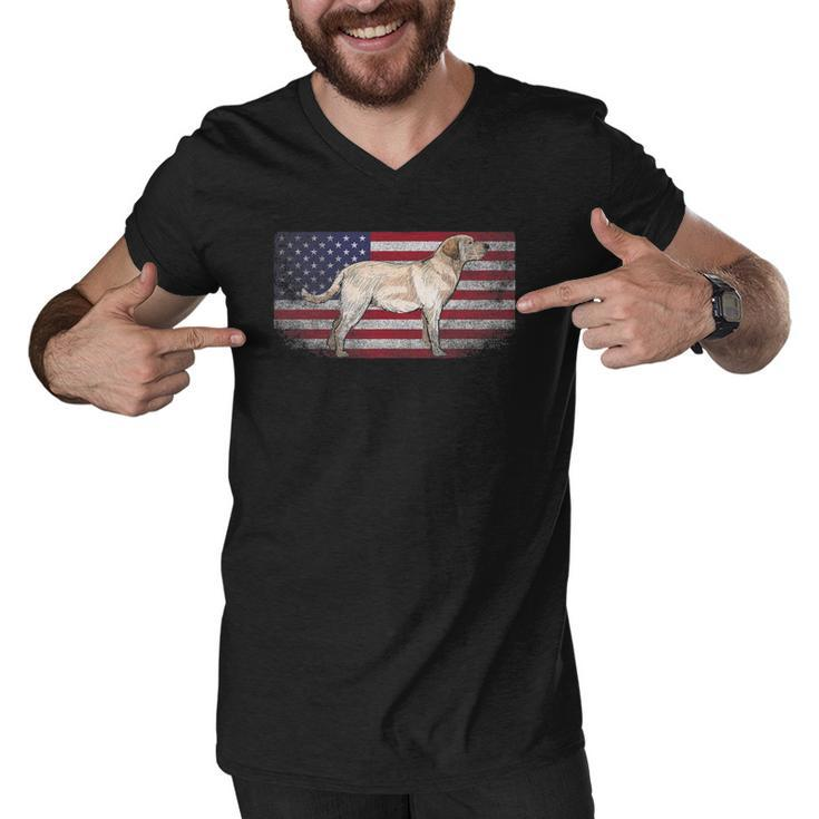Labrador Retriever Dog 4Th Of July American Flag America Usa Men V-Neck Tshirt