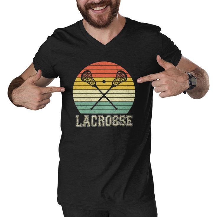 Lacrosse Vintage Retro Lacrosse Stick Sun Gifts Men V-Neck Tshirt