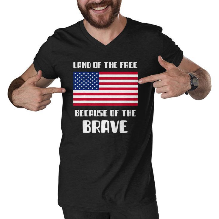 Land Of The Free Because Of The Brave Memorial Day Sale Flag Men V-Neck Tshirt