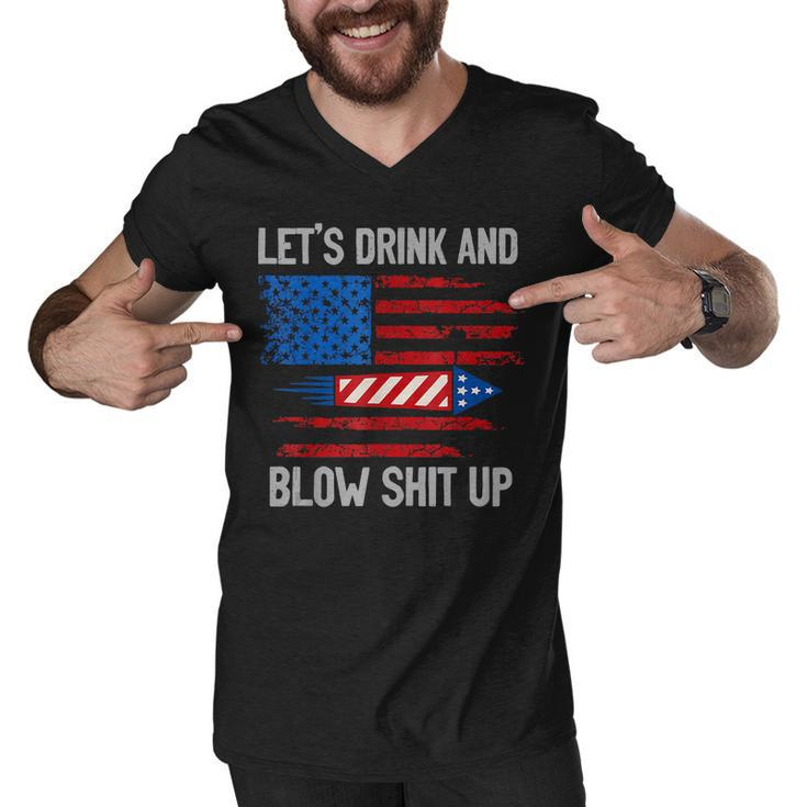 Lets Drink Blow Shit-Up 4Th Of July Flag Independence Day  Men V-Neck Tshirt