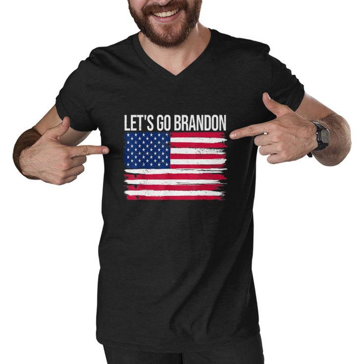 Lets Go Brandon American Flag Vintage Funny Anti Bien Club Men V-Neck Tshirt