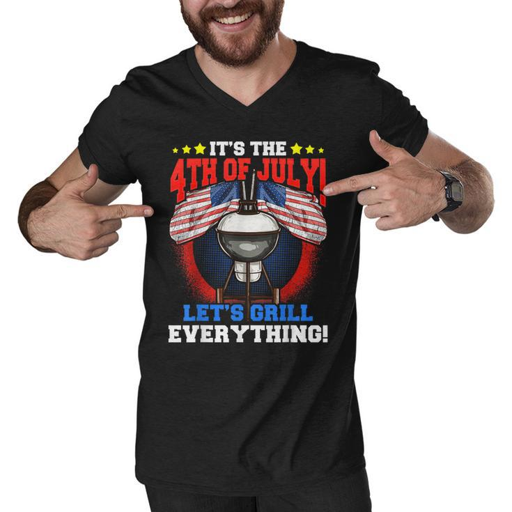 Lets Grill Everything Funny Family Bbq Dad 4Th Of July  Men V-Neck Tshirt