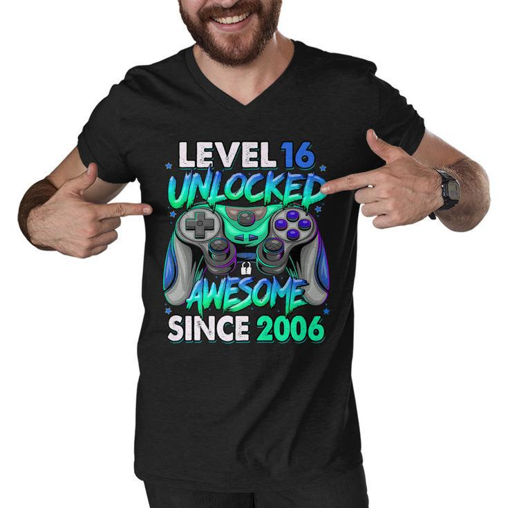 Level 16 Unlocked Awesome Since 2006 16Th Birthday Gaming   V2 Men V-Neck Tshirt