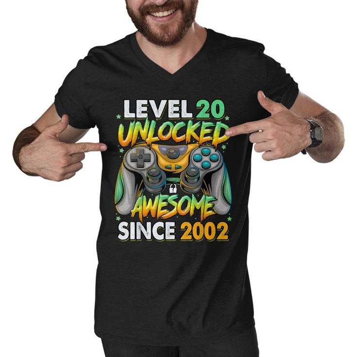 Level 20 Unlocked Awesome Since 2002 20Th Birthday Gaming  V3 Men V-Neck Tshirt