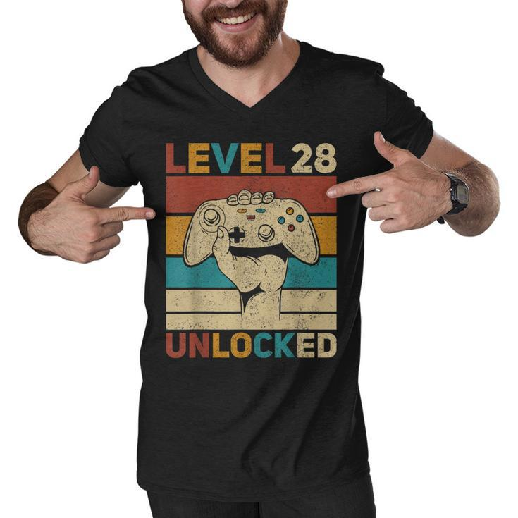 Level 28 Unlocked 28Th Birthday 28 Years Old Gamer Women Men  Men V-Neck Tshirt