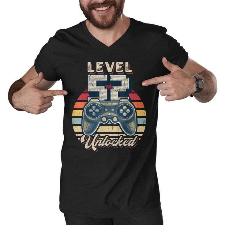 Level 52 Unlocked Video Game 52Nd Birthday Gamer Boys  Men V-Neck Tshirt