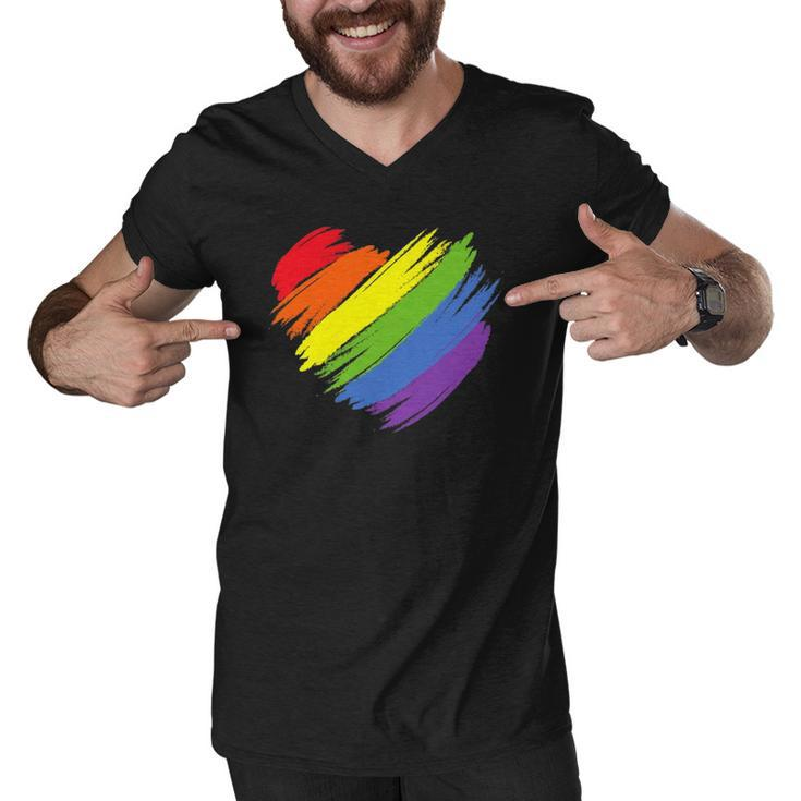 Lgbt Gay Pride Flag  Gay Pride 2022 Heart Lgbt Men V-Neck Tshirt