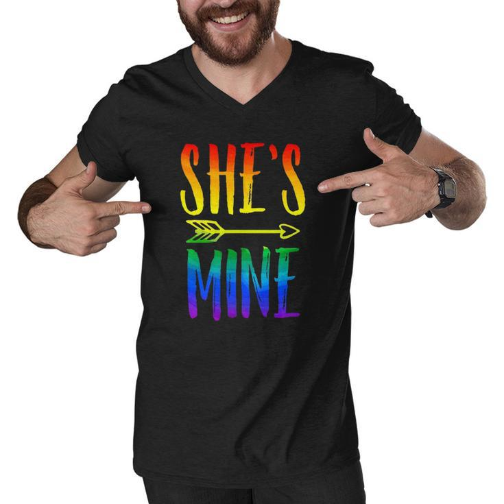 Lgbt Pride Shes Mine Im Her Lesbian Couple Matching Lover Men V-Neck Tshirt