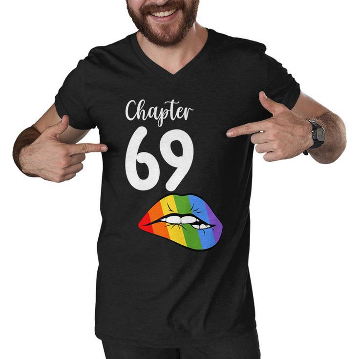 Lgbt Sexy Lips Rainbow Chapter 69 Birthday Celebration   Men V-Neck Tshirt