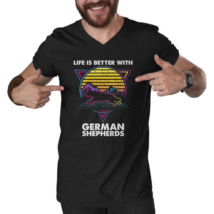 Life Is Better With German Shepherds Men V-Neck Tshirt