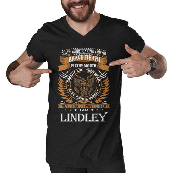 Lindley Name Gift   Lindley Brave Heart Men V-Neck Tshirt