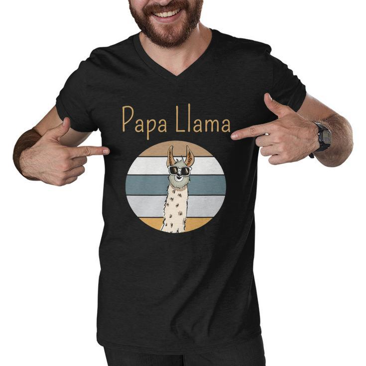 Llama Dad Matching Papa Alpaca Lover Fathers Day Gift Men V-Neck Tshirt