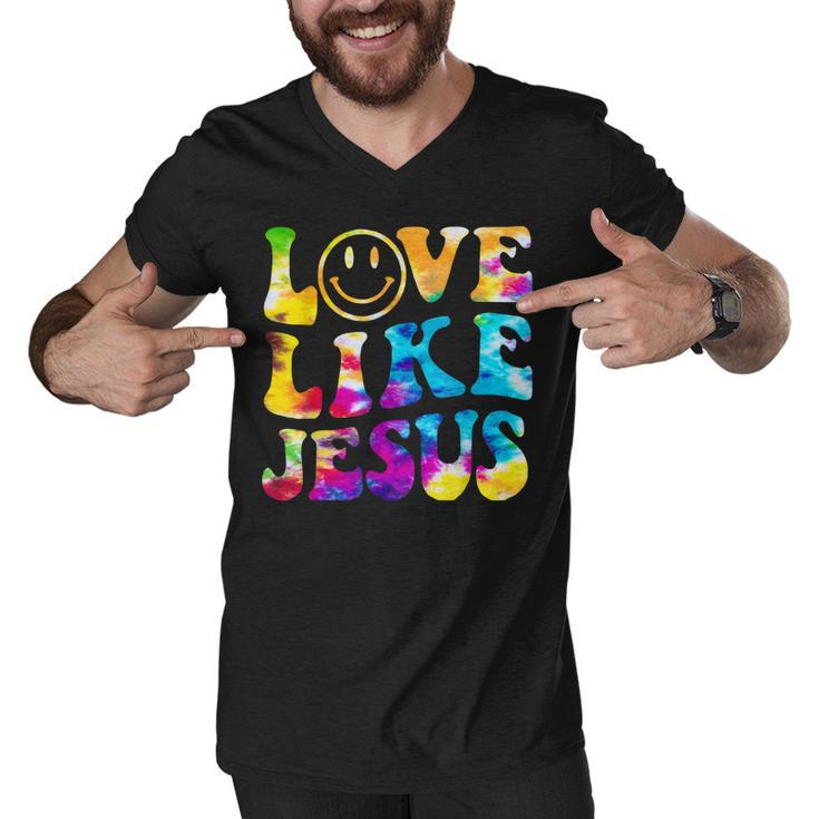 Love Like Jesus Tie Dye Faith Christian Jesus Men Women Kid  Men V-Neck Tshirt