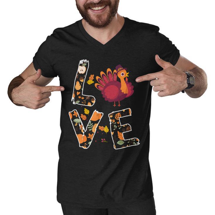 Love Turkey Thanksgiving Happy Fall 20 Shirt Men V-Neck Tshirt