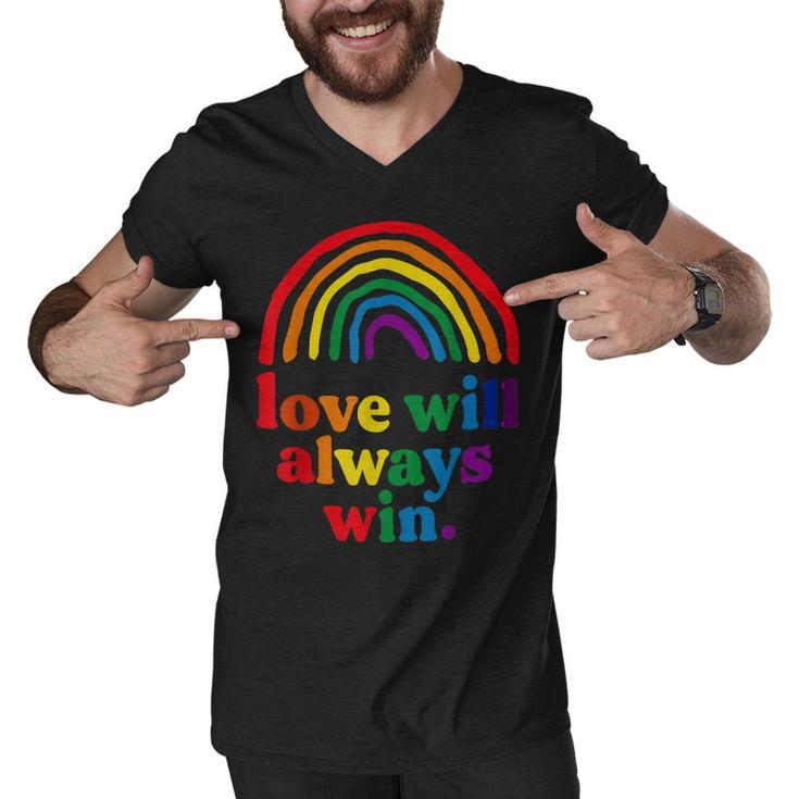 Love Will Always Win Pride Rainbow Kid Child Lgbt Quote Fun  Men V-Neck Tshirt