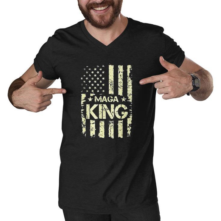 Maga King Make America Great Again Retro American Flag Men V-Neck Tshirt