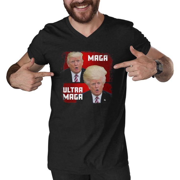 Maga - Ultra Maga Funny Trump Men V-Neck Tshirt