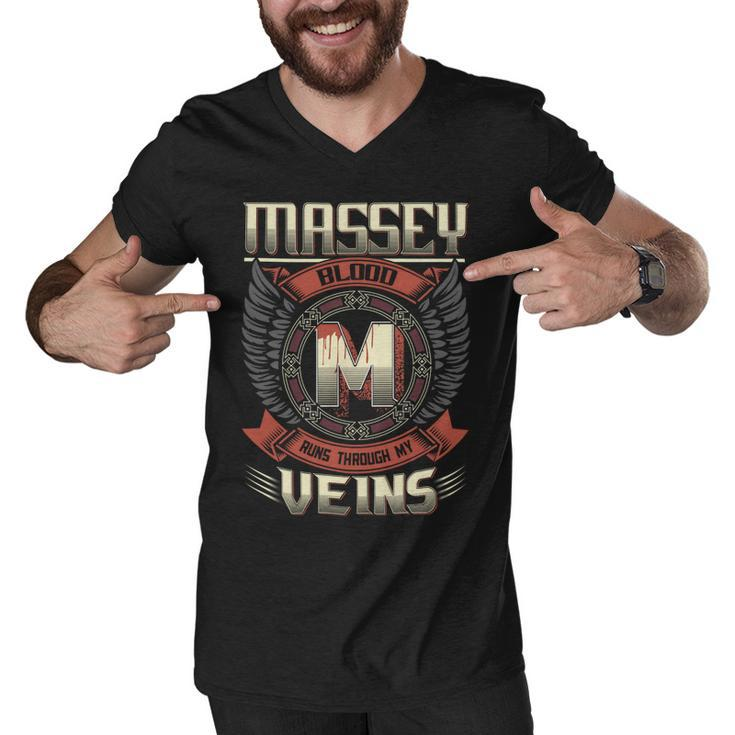 Massey Blood  Run Through My Veins Name Men V-Neck Tshirt