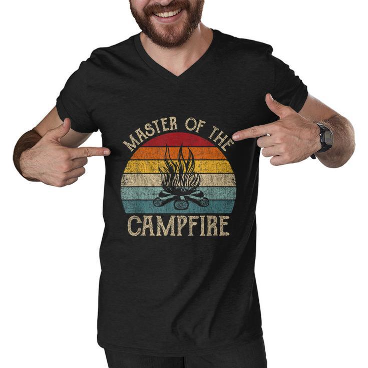 Master Of The Campfire Camping Retro Camper  Men V-Neck Tshirt