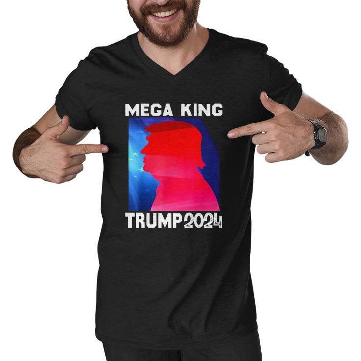 Mega King Usa Flag Proud Ultra Maga Trump 2024 Anti Biden Men V-Neck Tshirt