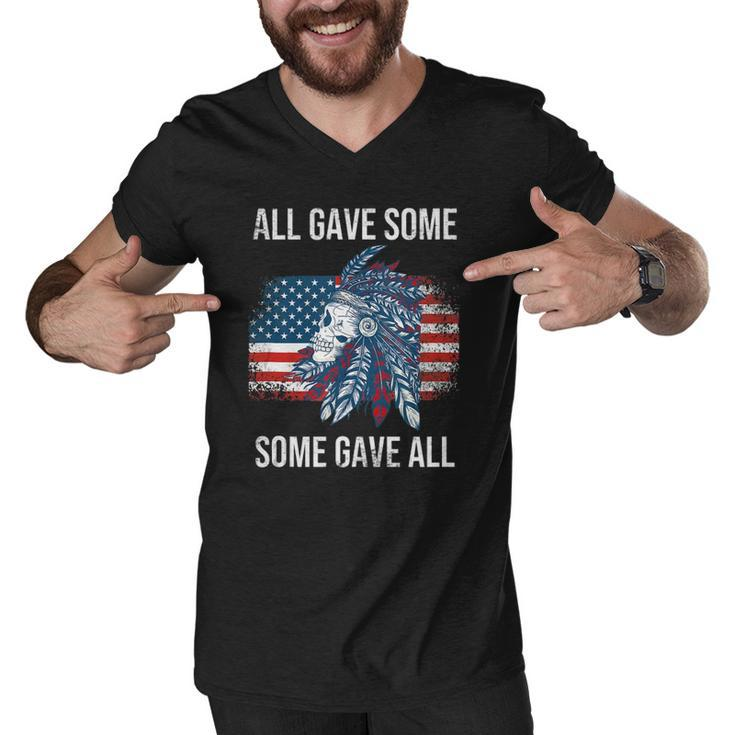 Memorial Day Military Vintage Us Patriotic American Skull  Men V-Neck Tshirt