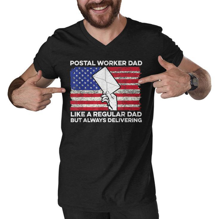 Mens 4Th Of July Design For A Patriotic Postal Worker Dad  Men V-Neck Tshirt