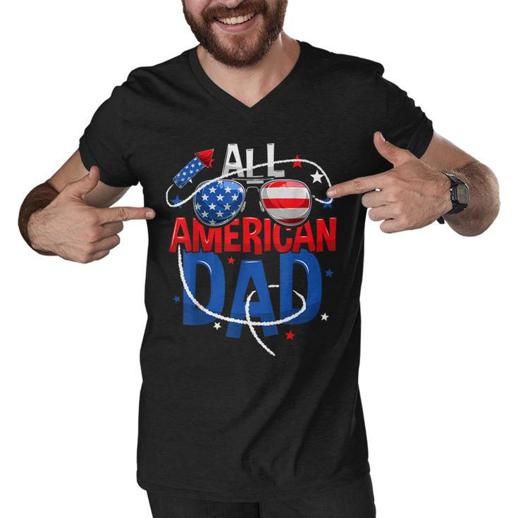 Mens All American Dad 4Th Of July Fathers Day Men Matching Family  Men V-Neck Tshirt