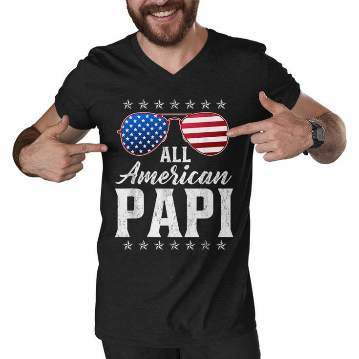 Mens All American Papi 4Th Of July  Fathers Day Papi Gift  Men V-Neck Tshirt