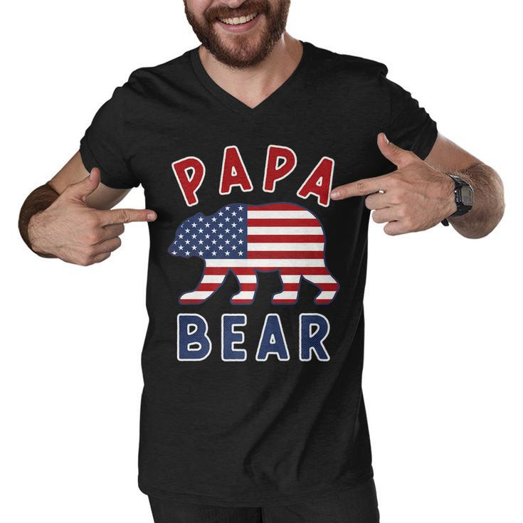 Mens American Flag Papa Bear 4Th Of July Usa Patriotic Dad  V2 Men V-Neck Tshirt