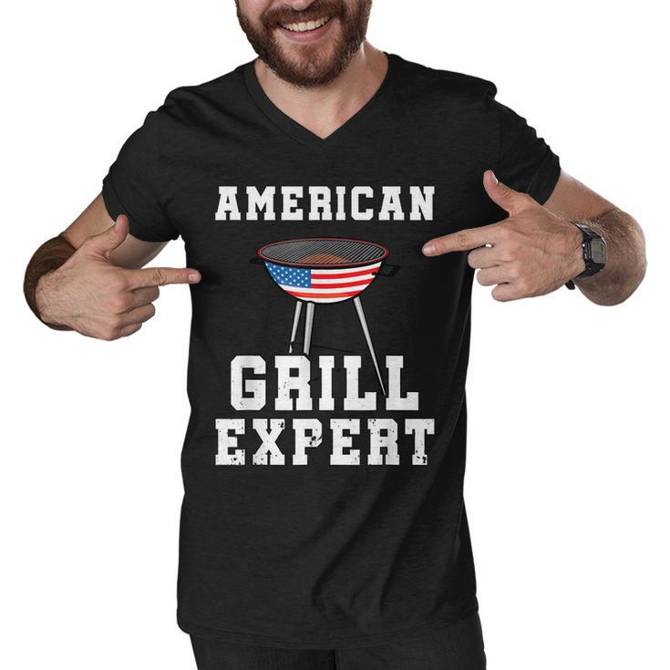 Mens American Grill Expert Dad Fathers Day Bbq 4Th Of July  Men V-Neck Tshirt