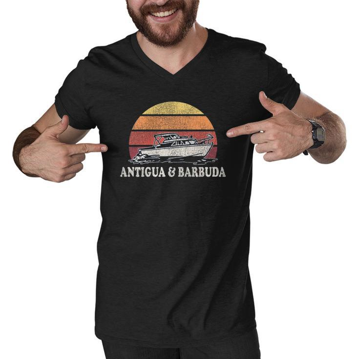 Mens Antigua And Barbuda Vintage Boating 70S Retro Boat Design  Men V-Neck Tshirt