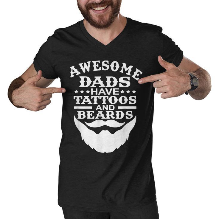 Mens Awesome Dads Have Tattoos And Beards  Fathers Day  V3 Men V-Neck Tshirt