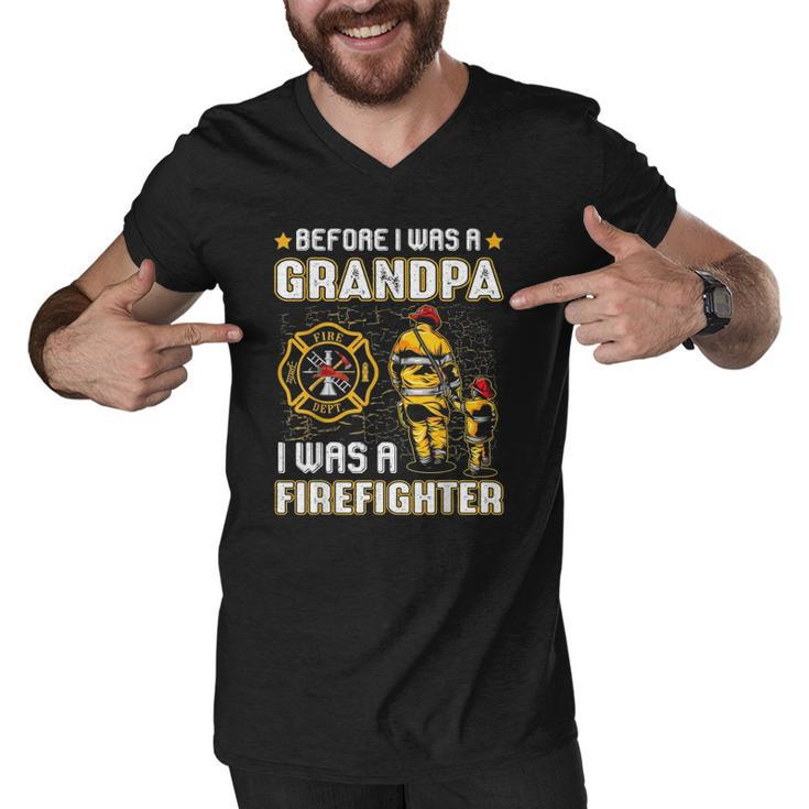 Mens Before I Was A Grandpa I Was A Firefightergifts Men V-Neck Tshirt