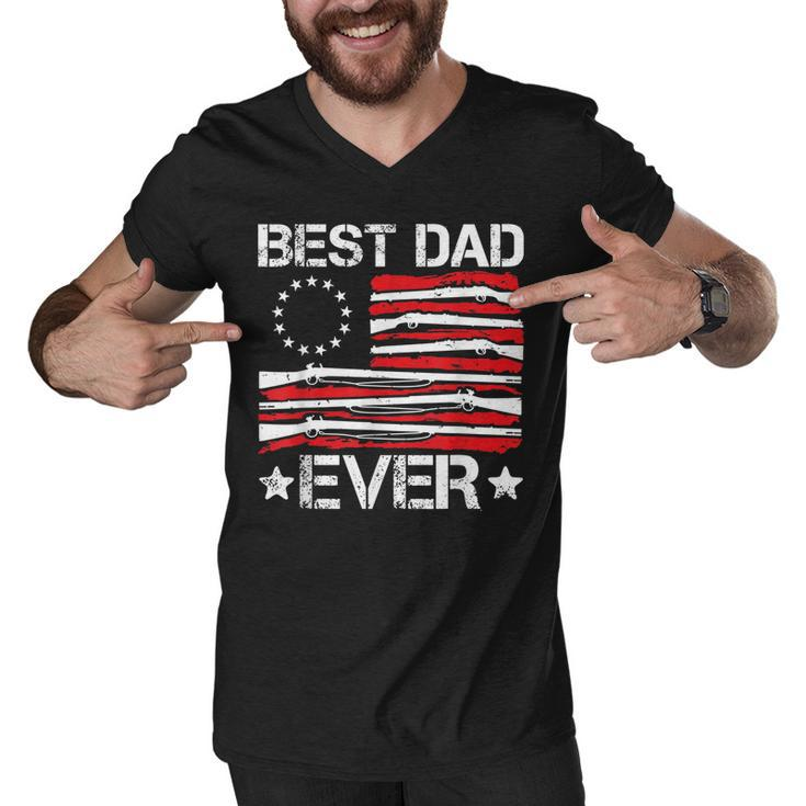 Mens Best Dad Ever Gun Rights American Flag Daddy 4Th Of July  Men V-Neck Tshirt