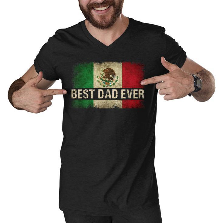 Mens Best Mexican Dad Ever Mexican Flag Pride Fathers Day Gift  V2 Men V-Neck Tshirt