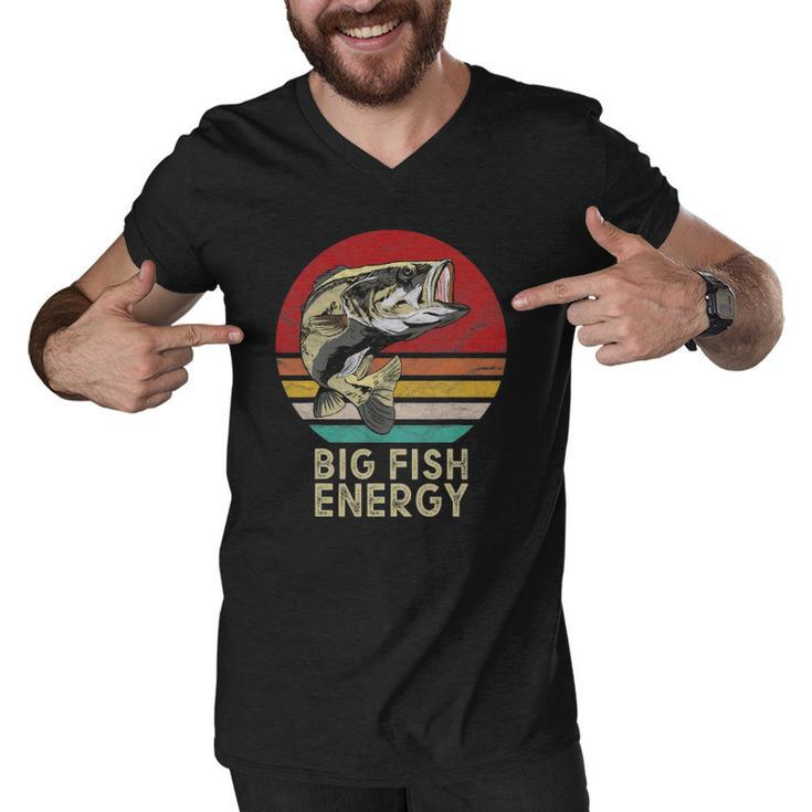 Mens Big Fish Energy Fishing Gifts For Men Dads Men V-Neck Tshirt