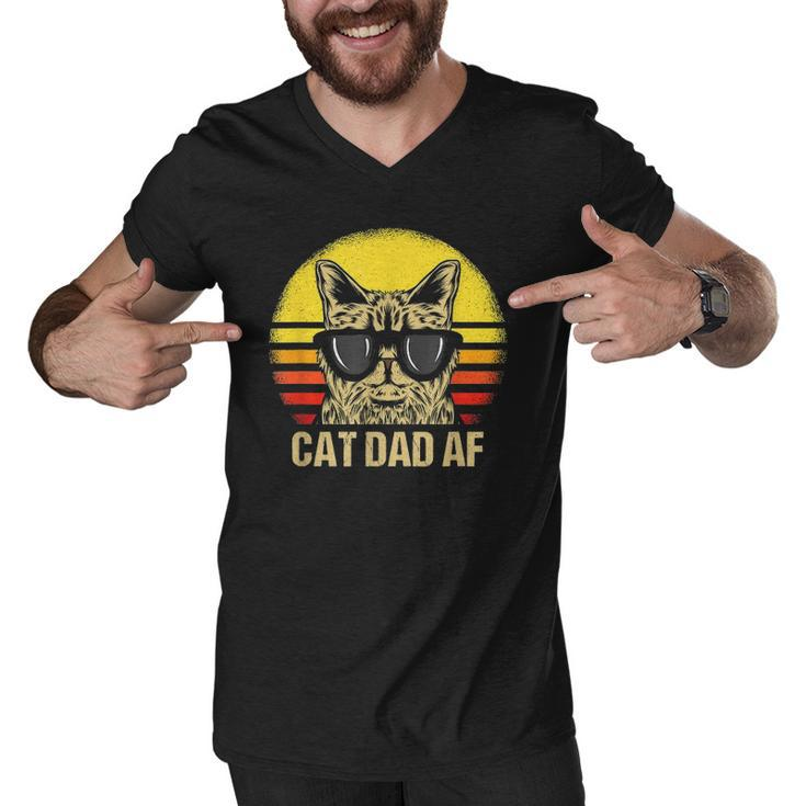 Mens Cat Dad Af Fathers Day Cat Daddy Men V-Neck Tshirt