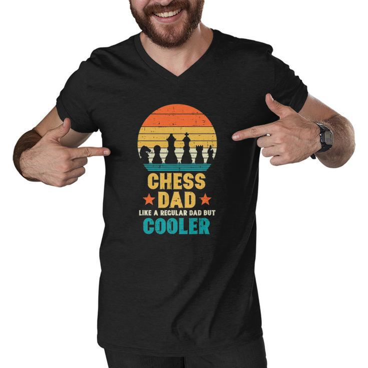 Mens Chess Dad Regular But Cooler Retro Fathers Day Player Men Men V-Neck Tshirt