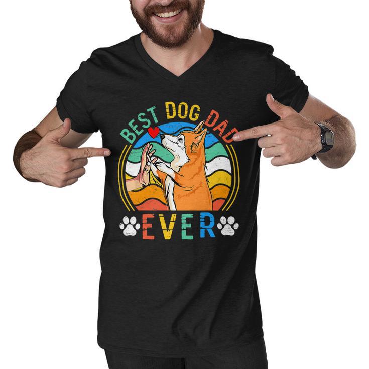 Mens Corgi Best Dog Dad Ever Gifts Dog Lover V3 Men V-Neck Tshirt