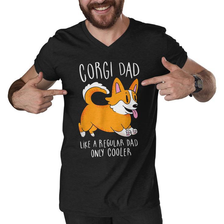 Mens Corgi Dad Like A Regular Dad Only Cooler - Funny Corgi Men V-Neck Tshirt