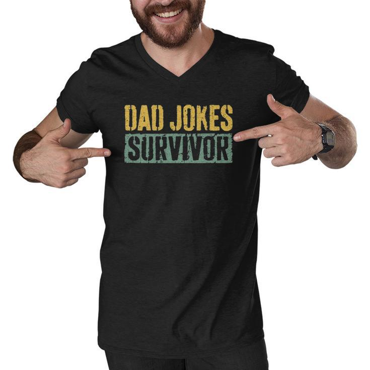Mens Dad Jokes Survivor Fathers Day Men V-Neck Tshirt
