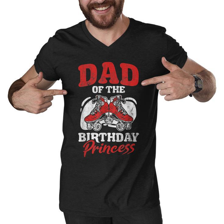 Mens Dad Of Birthday Princess Roller Skating Derby Roller Skate  Men V-Neck Tshirt