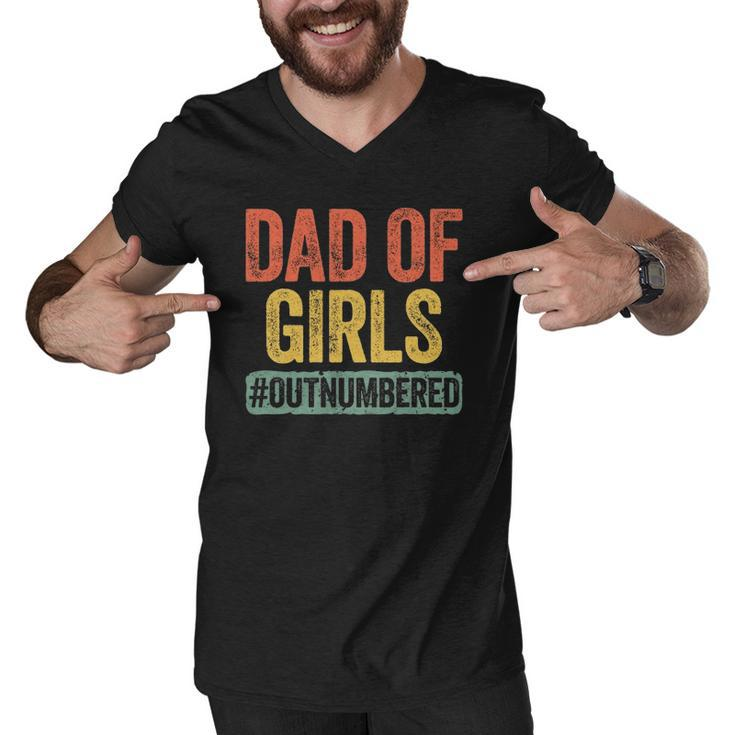 Mens Dad Of Girls Outnumbered Fathers Day Men V-Neck Tshirt