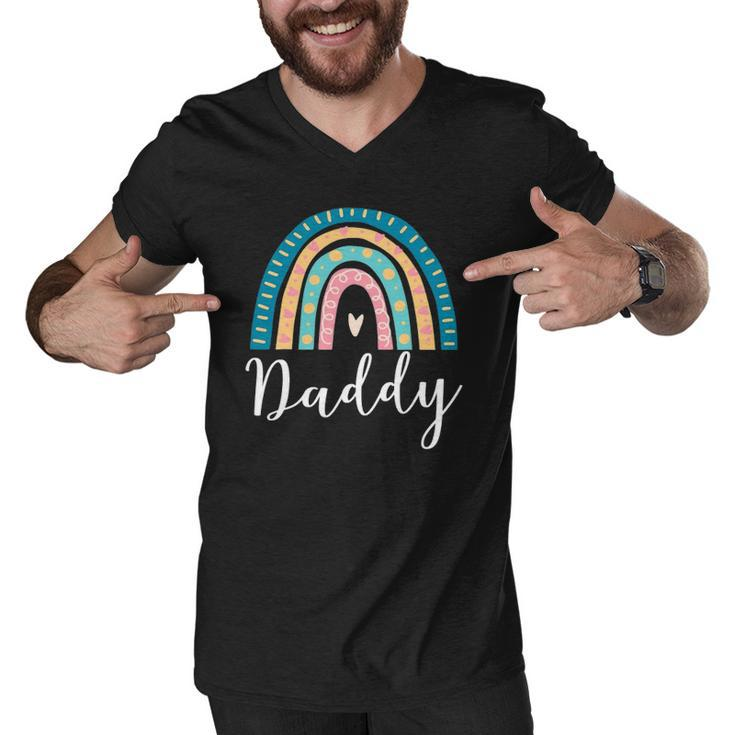 Mens Daddy Rainbow Gifts For Men Dad Family Matching Birthday Men V-Neck Tshirt