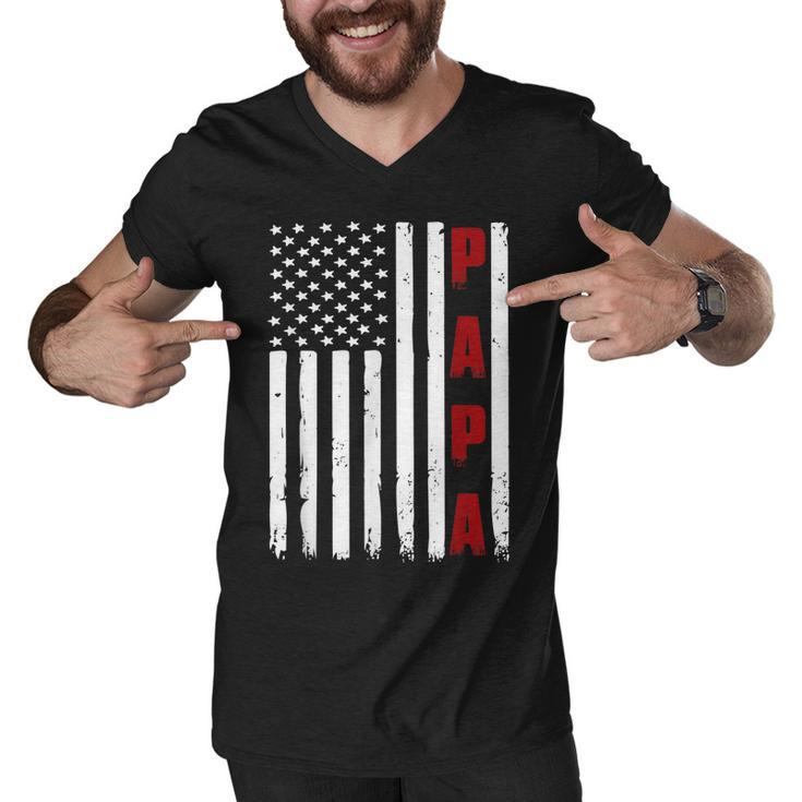 Mens Fathers Day  Best Dad Ever Usa American Flag   Men V-Neck Tshirt