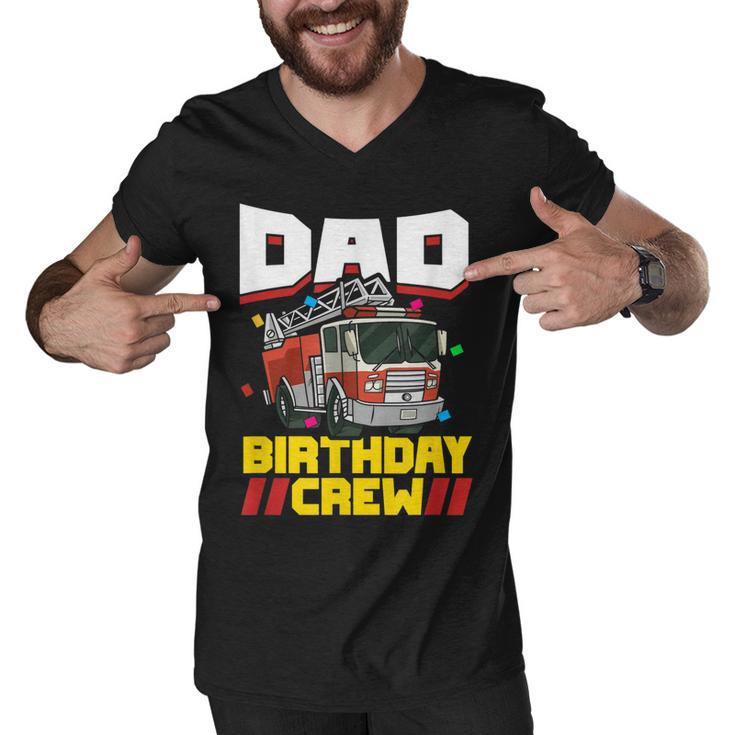 Mens Fire Truck Firefighter Party Dad Birthday Crew  Men V-Neck Tshirt