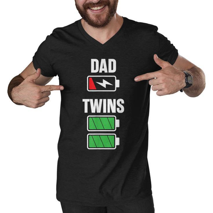Mens Funny Dad Fathers Day Birthday Twins Twin Dad  Men V-Neck Tshirt