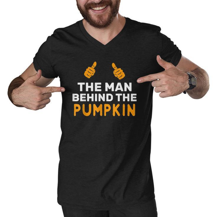 Mens Halloween Pregnancy  For Men Funny Pumpkin Dad Costume Men V-Neck Tshirt