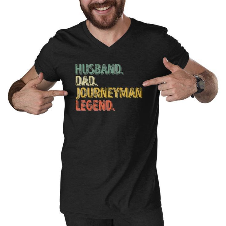 Mens Husband Dad Journeyman Legend  Funny Fathers Day Men V-Neck Tshirt